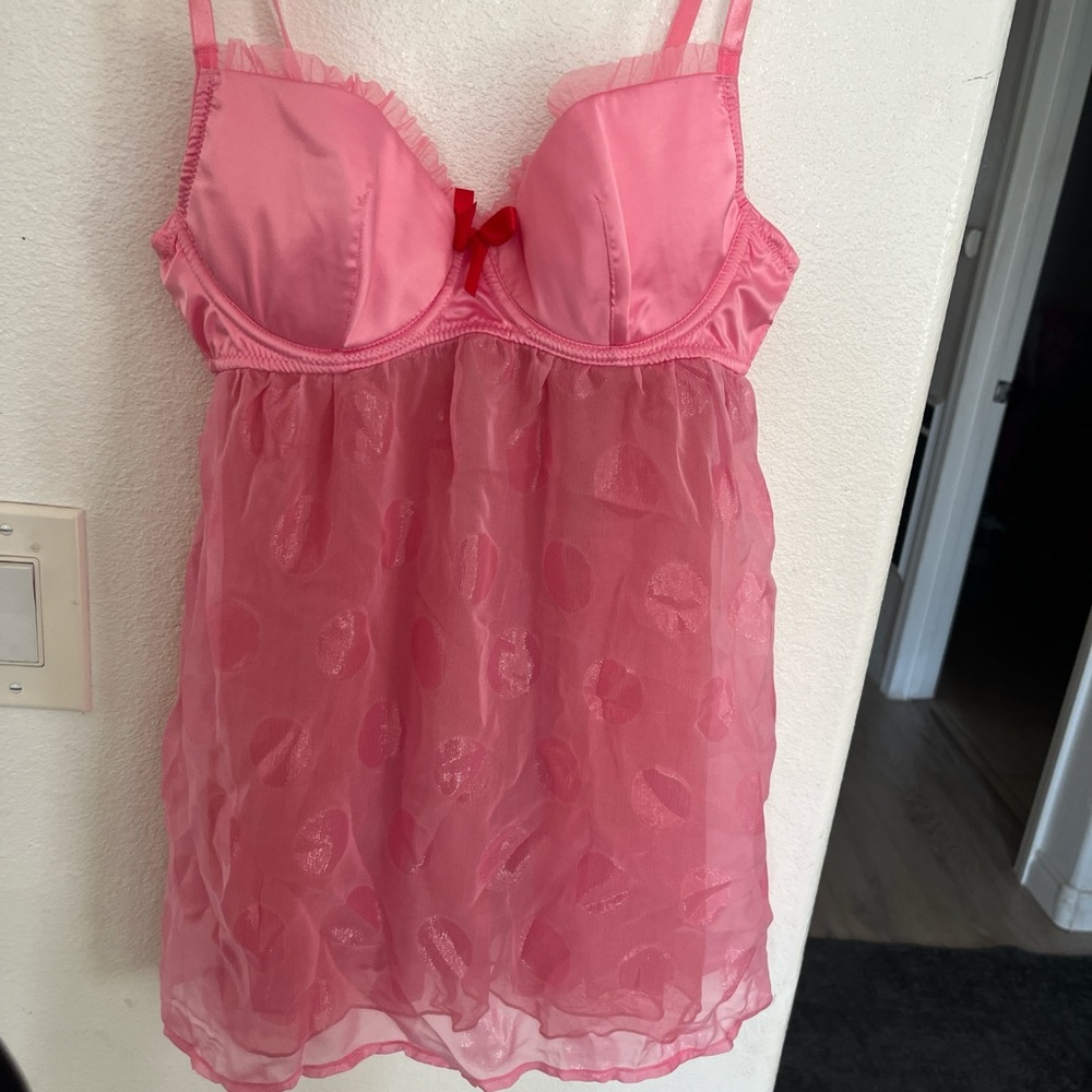 Victoria’s Secret  Pink Sheer Chemise with Bow Accent